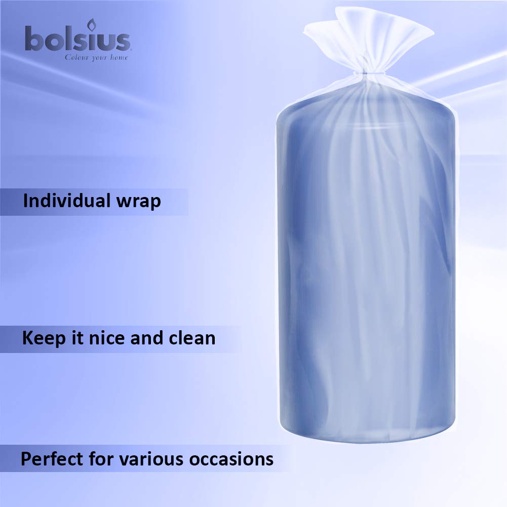 BOLSIUS 4 Blue Pillar Candles - 3x6 Inches - Individually Wrapped - Premium European Quality - 65+ Burn Hours - Dripless & Smokeless Smooth Flame - Unscented Dinner, Wedding, Party, & Décor Candles