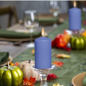 BOLSIUS 4 Blue Pillar Candles - 3x6 Inches - Individually Wrapped - Premium European Quality - 65+ Burn Hours - Dripless & Smokeless Smooth Flame - Unscented Dinner, Wedding, Party, & Décor Candles