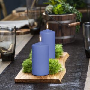 BOLSIUS 4 Blue Pillar Candles - 3x6 Inches - Individually Wrapped - Premium European Quality - 65+ Burn Hours - Dripless & Smokeless Smooth Flame - Unscented Dinner, Wedding, Party, & Décor Candles