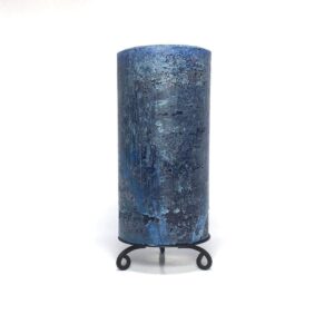 Classic Blue Unscented Rustic Textured Pillar Candle - Choose Size - Handmade