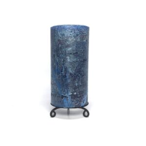 Classic Blue Unscented Rustic Textured Pillar Candle - Choose Size - Handmade