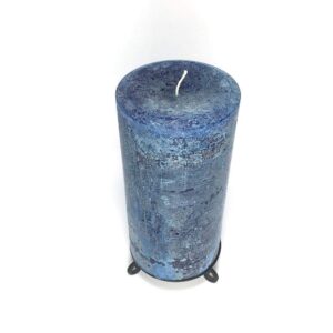 Classic Blue Unscented Rustic Textured Pillar Candle - Choose Size - Handmade