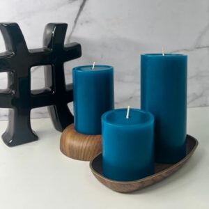 Simply Soson Steel Blue Pillar Candles 3x4 inch - Set of 3 - Unscented Decorative Blue Candles, No drip Candles, Ideal as Large Candles for Home Decor, Weddings, Holidays