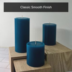 Simply Soson Steel Blue Pillar Candles 3x4 inch - Set of 3 - Unscented Decorative Blue Candles, No drip Candles, Ideal as Large Candles for Home Decor, Weddings, Holidays