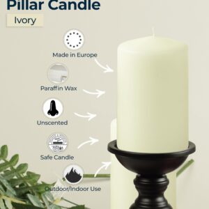 HYOOLA Ivory Pillar Candles 2x3 Inch - Unscented Pillar Candles - Set of 4 - European Made