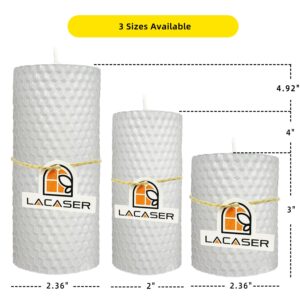 Lacaser Beeswax Pillar Candles Set of 2, 2"x4" Honey Candles, Unscented & Dripless & Smokeless, 7 Hours Burn Time Each, White