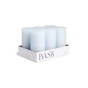 Mottled Pillar Candles by Bask - Set of 6-3" x 6" Dripless Unscented Candles in Light Blue for Home Decor, Relaxation & All Occasions