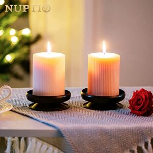 Pcs of 4 Spike Candle Holder Iron Candle Plate Pillar Candle Holder, Black, Decorative Iron Pillar Candle Plate, 3.6" Diameter Pedestal Candle Stand for LED & Wax Candles, Incense Cones, Spa, Weddings