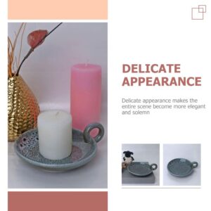 Beavorty 1Pcs Candle Holders Plate Household Candle Storage Plate Vintage Style Round Ceramic Candle Plate Elegant Candle Tray with Handle for Home Decor, Dining Table or Spa (Random Color)