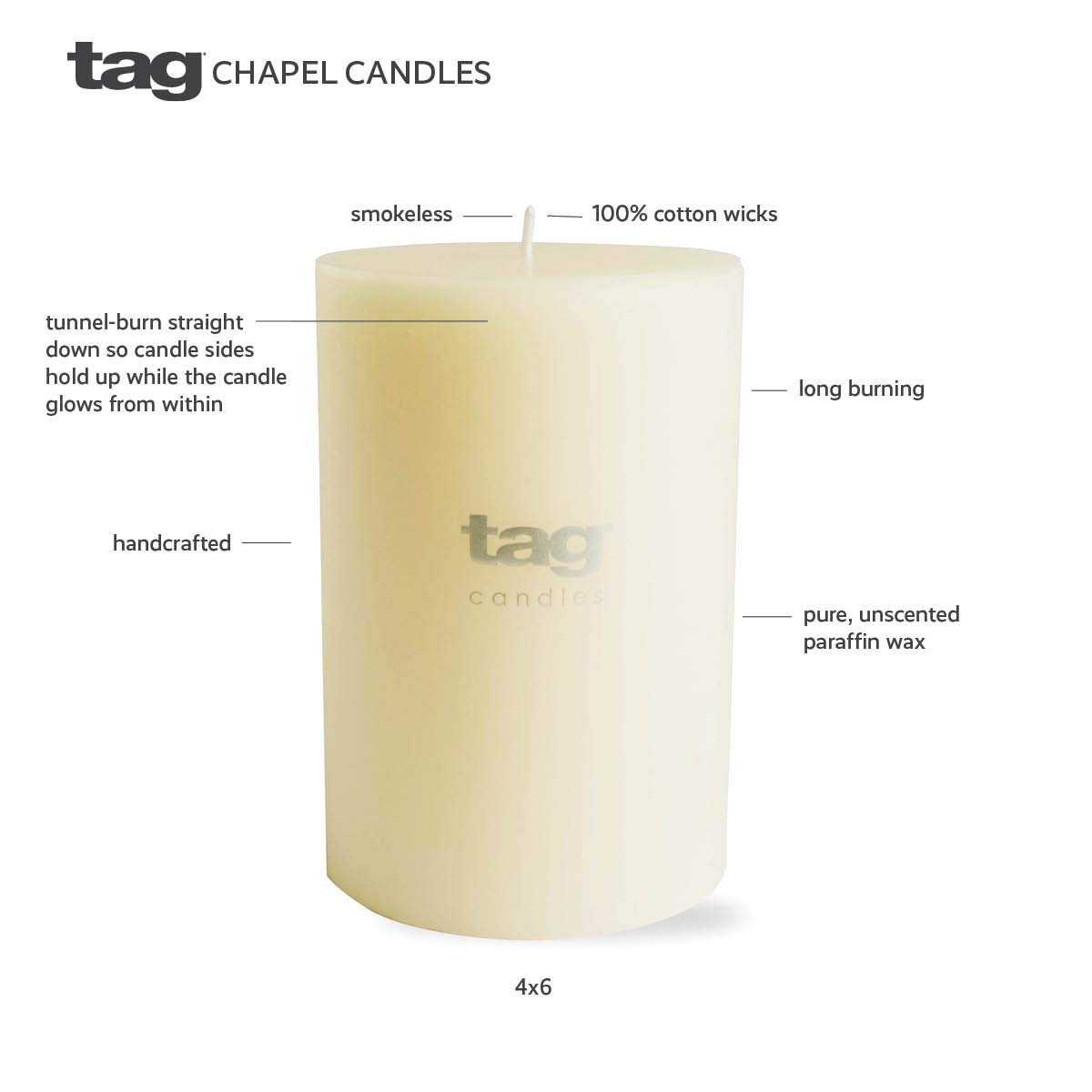 TAG Trade Associates Group Chapel 2X5 White Pillar Paraffin Wax Paraffin Wax Candle Unscented Drip-Free Long Burning 32 Hours For Home Decor Wedding Parties 2x5 White