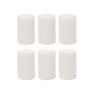 mega candles - unscented 2 inch x 3 inch hand poured round premium pillar candle, white, set of 6