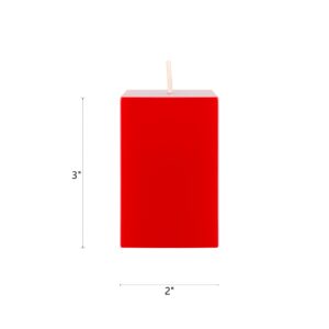 Mega Candles 1 pc Unscented Red Square Pillar Candle, Hand Poured Premium Wax Candles 2 Inch x 3 Inch, Home Décor, Wedding Receptions, Baby Showers, Birthdays, Celebrations, Party Favors & More