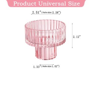 IYOUYA Pink Glass Candle Holders 6PCS for Pillar Candles, Taper Candles, Tealight Candles,Candlestick Holders for Wedding, Festival, Dinning&Party