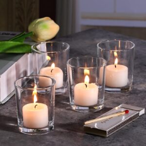 DARJEN Votive Candle Holders Set of 12 - Glass Votives Holder - Clear Floating Tealight Candle Holder Bulk for Table Centerpieces & Wedding Decor