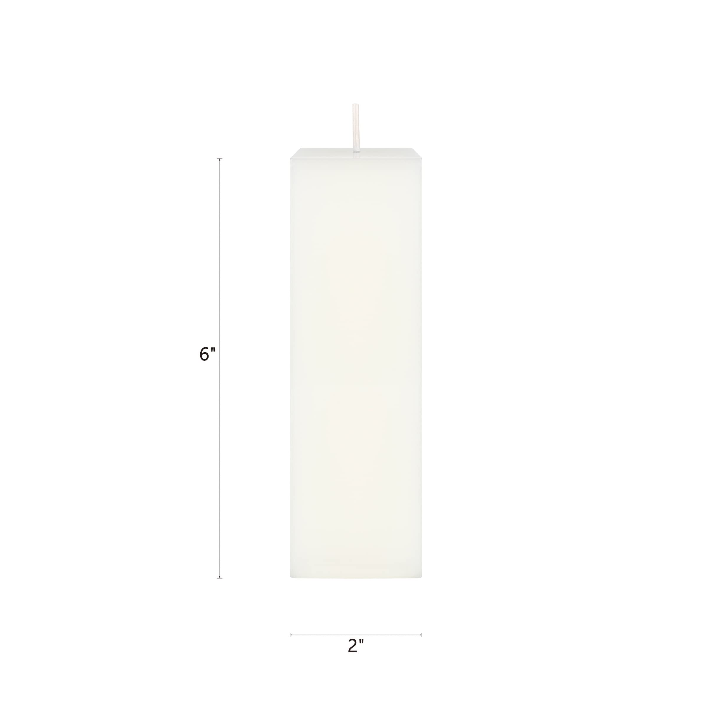 Mega Candles 1 pc Unscented White Square Pillar Candle, Hand Poured Premium Wax Candles 2 Inch x 6 Inch, Home Décor, Wedding Receptions, Baby Showers, Birthdays, Celebrations, Party Favors & More