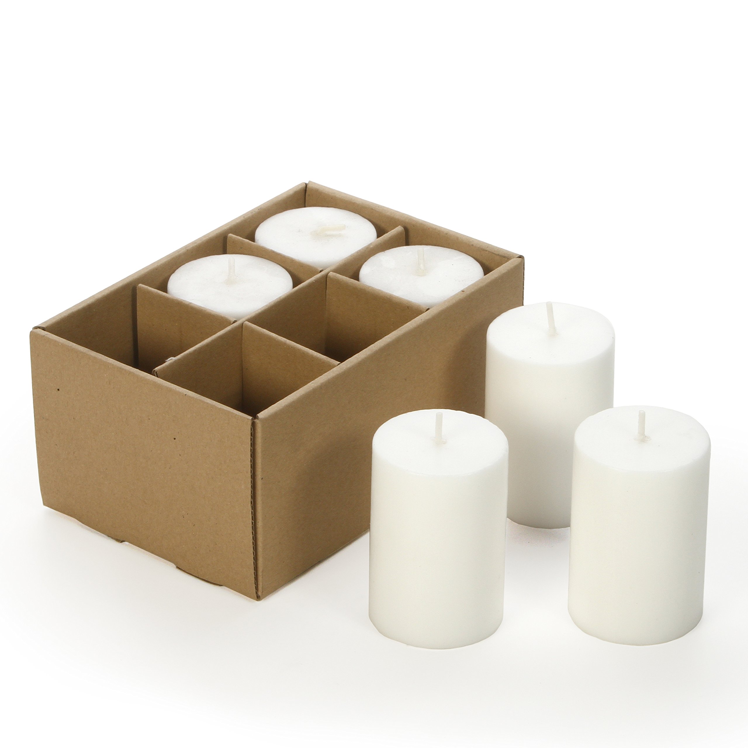 Hosley 2x3 High Pillar Candles, Set of 6. White, Unscented. Bulk Buy. Ideal for Wedding, Emergency Lanterns, Spa, Aromatherapy, Party, Reiki, Candle Gardens O4