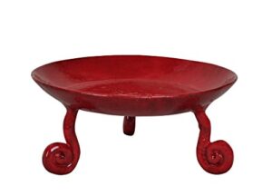 lalhaveli red hand painted small iron pillar candle stand, 4.5" tall 2" candle plate votive candle holders stand decorative