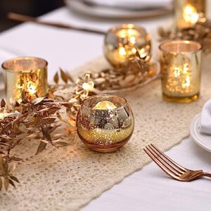 LETINE Gold Mercury Glass Votive Candle Holders - Set of 36 | Elegant Gold Tealight Candle Holders for Table Centerpieces, Weddings, Rehearsal Dinners, Outdoor Events, Valentines Day Decor