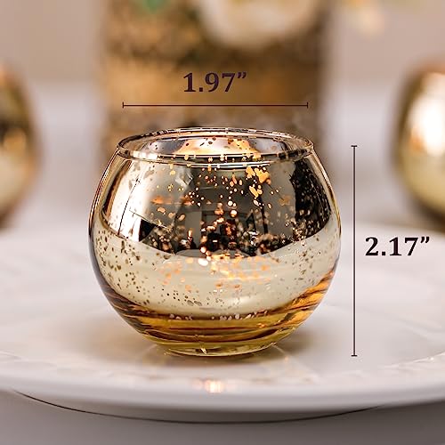 LETINE Gold Mercury Glass Votive Candle Holders - Set of 36 | Elegant Gold Tealight Candle Holders for Table Centerpieces, Weddings, Rehearsal Dinners, Outdoor Events, Valentines Day Decor