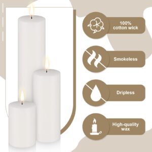 Set of 30 White Unscented Pillar Candles 2 x 3, 2 x 5, 2 x 8 Inch Large Tall Pillar Candles Bulk Rustic Emergency White Big Cotton Wick Wax Candle for Wedding Home Restaurants Spa Church Decorations