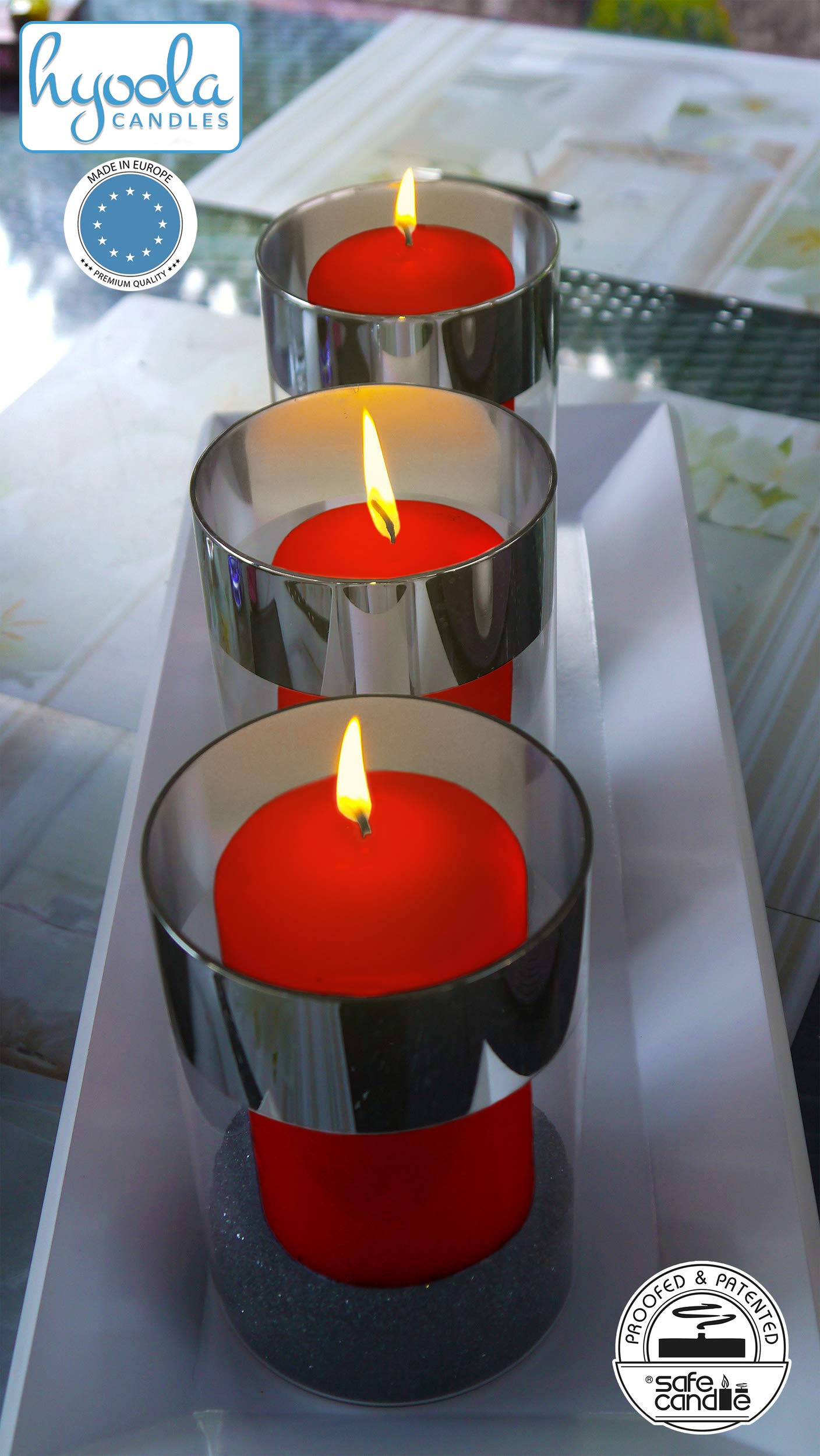 HYOOLA Red Pillar Candles 2x3 Inch - 24 Pack Unscented Bulk Pillar Candles - European Made