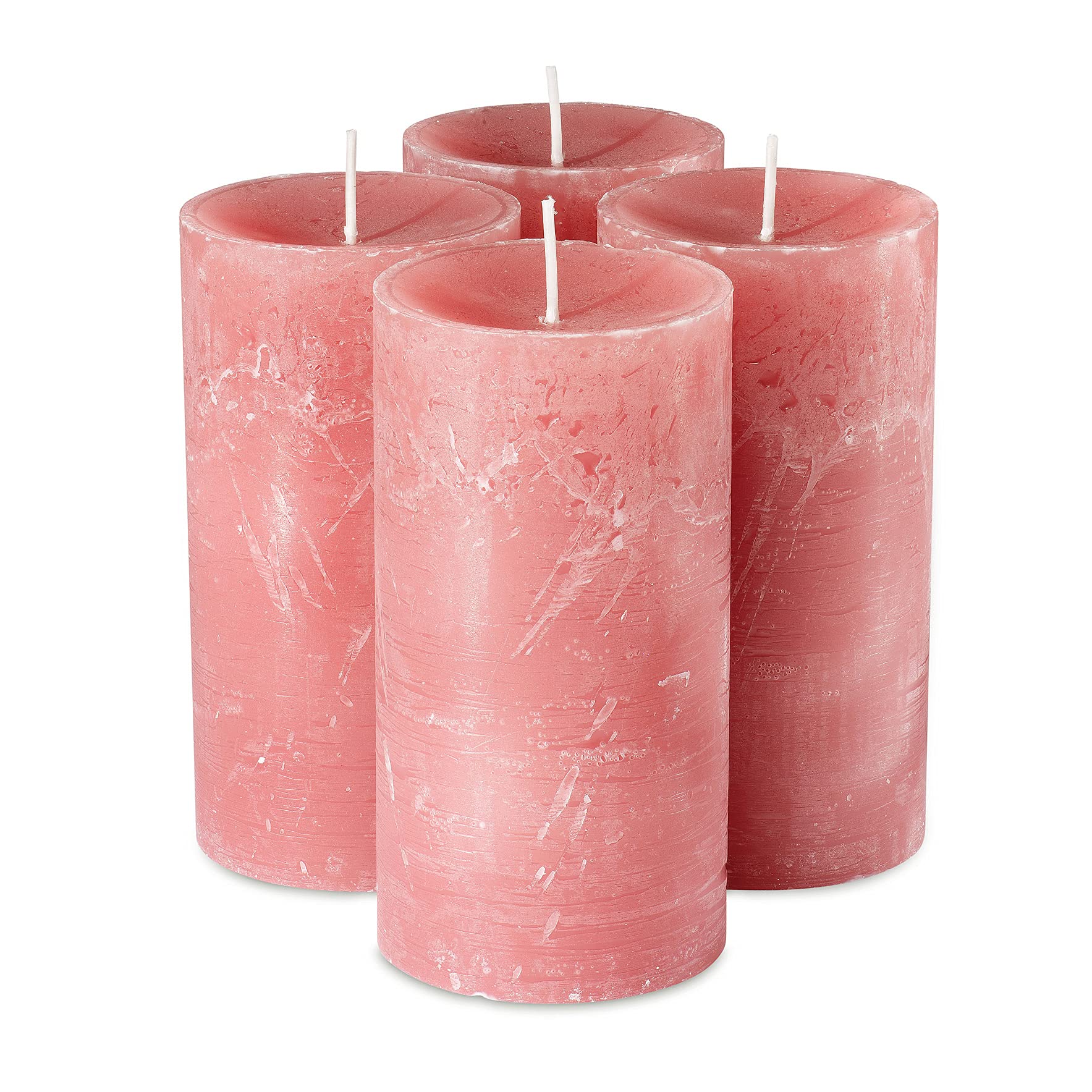 SPAAS Rustic Rose Blush Pillar Candles - 2.7" X 5" Decorative Candles Set of 4 - Clean Burning and Dripless Unscented Rustic Pillar Candles for Home Decorations, Party, Weddings, Spa, Restaurant