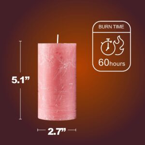 SPAAS Rustic Rose Blush Pillar Candles - 2.7" X 5" Decorative Candles Set of 4 - Clean Burning and Dripless Unscented Rustic Pillar Candles for Home Decorations, Party, Weddings, Spa, Restaurant