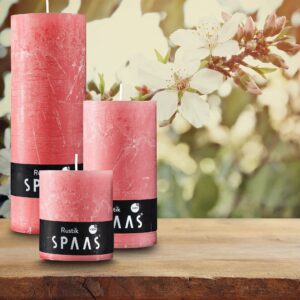 SPAAS Rustic Rose Blush Pillar Candles - 2.7" X 5" Decorative Candles Set of 4 - Clean Burning and Dripless Unscented Rustic Pillar Candles for Home Decorations, Party, Weddings, Spa, Restaurant