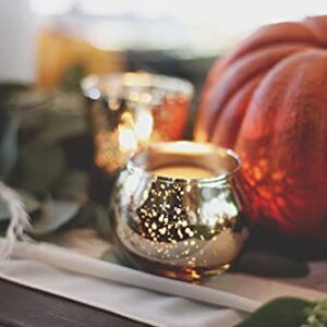 Just Artifacts 2-Inch Round Speckled Mercury Glass Votive Candle Holders (Gold, Set of 12)