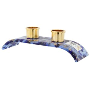 GlassOfVenice Murano Glass Shabbat Candle Holder - Blue