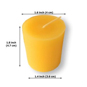 100% Pure Beeswax Votives Candles Organic Hand Made - 2" Tall, 1.5" Thick (Pack of 3) and Glass Votive Candle Holder