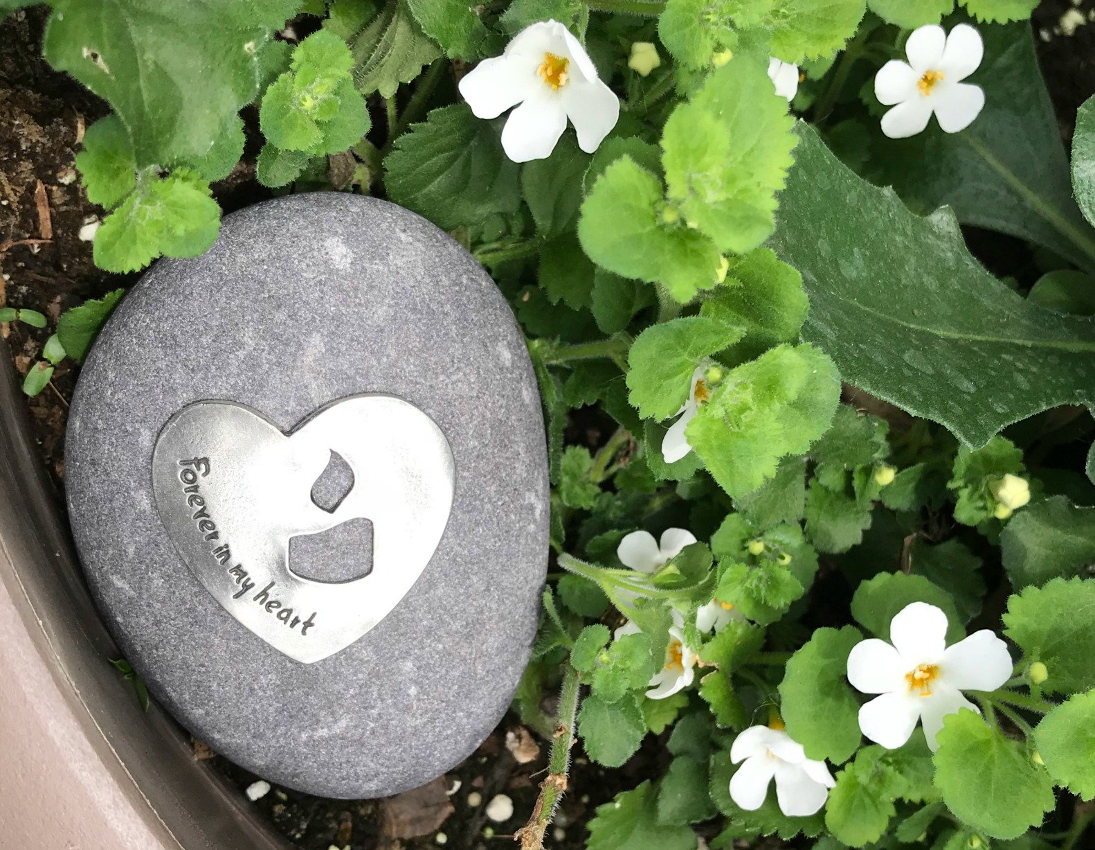 Whitney Howard Designs Sympathy Remembrance Gift - Forever in My Heart on a River Stone with Candle Motif - Add to a Memorial Garden to Commemorate The Loss of a Loved One