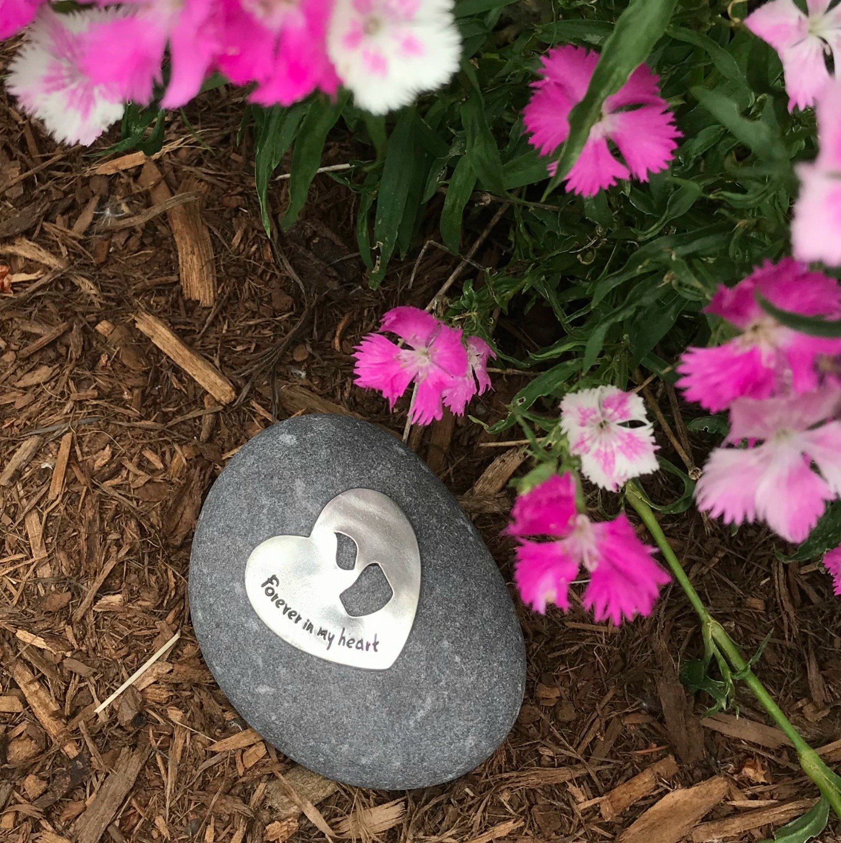 Whitney Howard Designs Sympathy Remembrance Gift - Forever in My Heart on a River Stone with Candle Motif - Add to a Memorial Garden to Commemorate The Loss of a Loved One