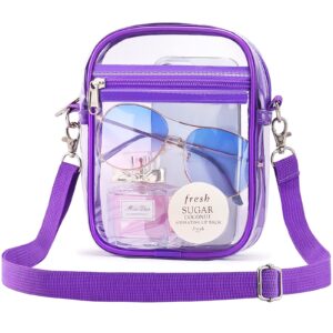 mossio clear crossbody bag stadium approved, transparent messenger shoulder bag for concert, beach, travel & sporting purple