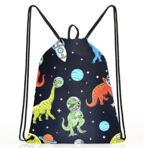 RLGPBON Dinosaur Drawstring Backpack for Kids Girls and Boy,Boys Drawstring Bag,Sports Gym Bag for Boys, Kids Waterproof Swimming Bag Beach Sackpack