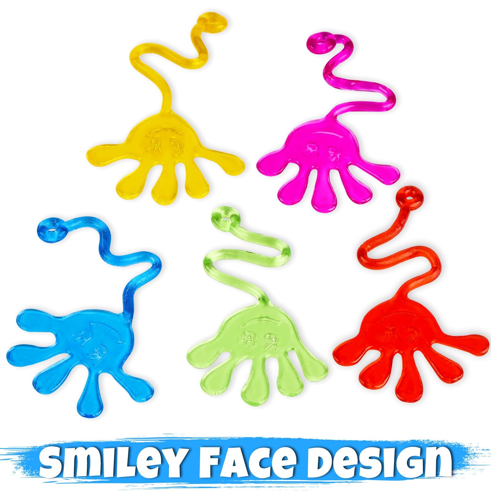 FLMRIOY 50 Pcs Sticky Hands Toys for Kids - Smile Face Stretchy Hands for Christmas Stocking Stuffers, Treasure Box Fillers, Classroom Prizes