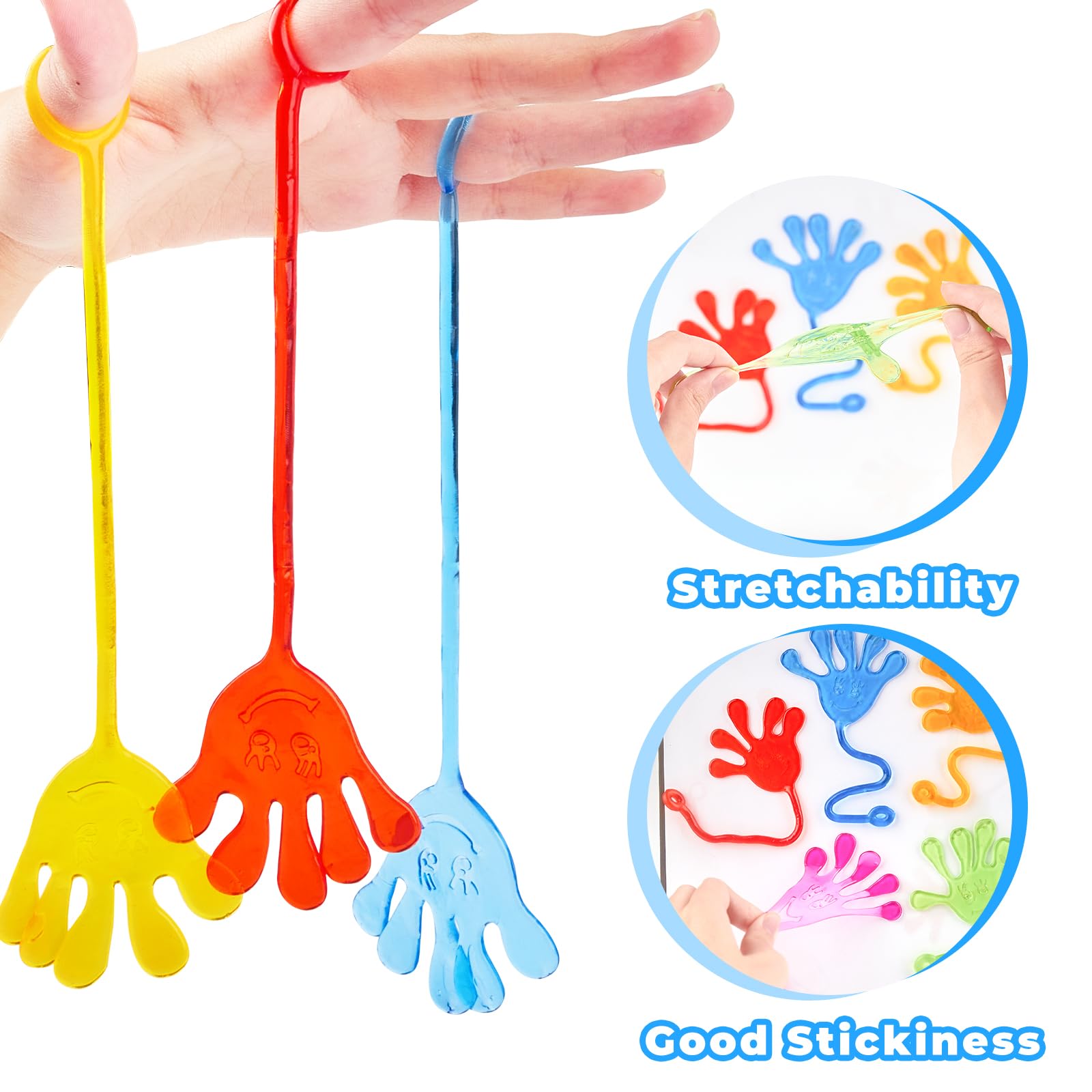 FLMRIOY 50 Pcs Sticky Hands Toys for Kids - Smile Face Stretchy Hands for Christmas Stocking Stuffers, Treasure Box Fillers, Classroom Prizes