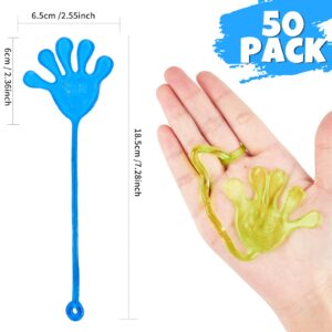 FLMRIOY 50 Pcs Sticky Hands Toys for Kids - Smile Face Stretchy Hands for Christmas Stocking Stuffers, Treasure Box Fillers, Classroom Prizes