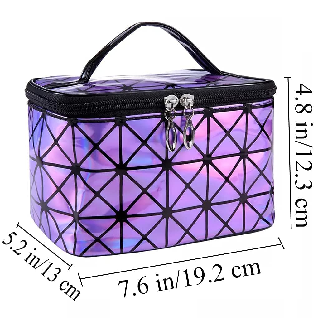 UBMSA Makeup Bag,Travel Bag Essentials with Mirror for Women Girls Gifts,Cosmetics Bag Case Storage,Travel Size Toiletries for Brush Jewelry Organizer Accessories (Purple)