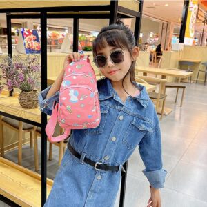 Hiflyer Kids Crossbody Bag Kids Sling Bags, Small Nylon Sling Bag for Kids Travel Bag for Kids, Cartoon Sling Bag for Kids (Pink)