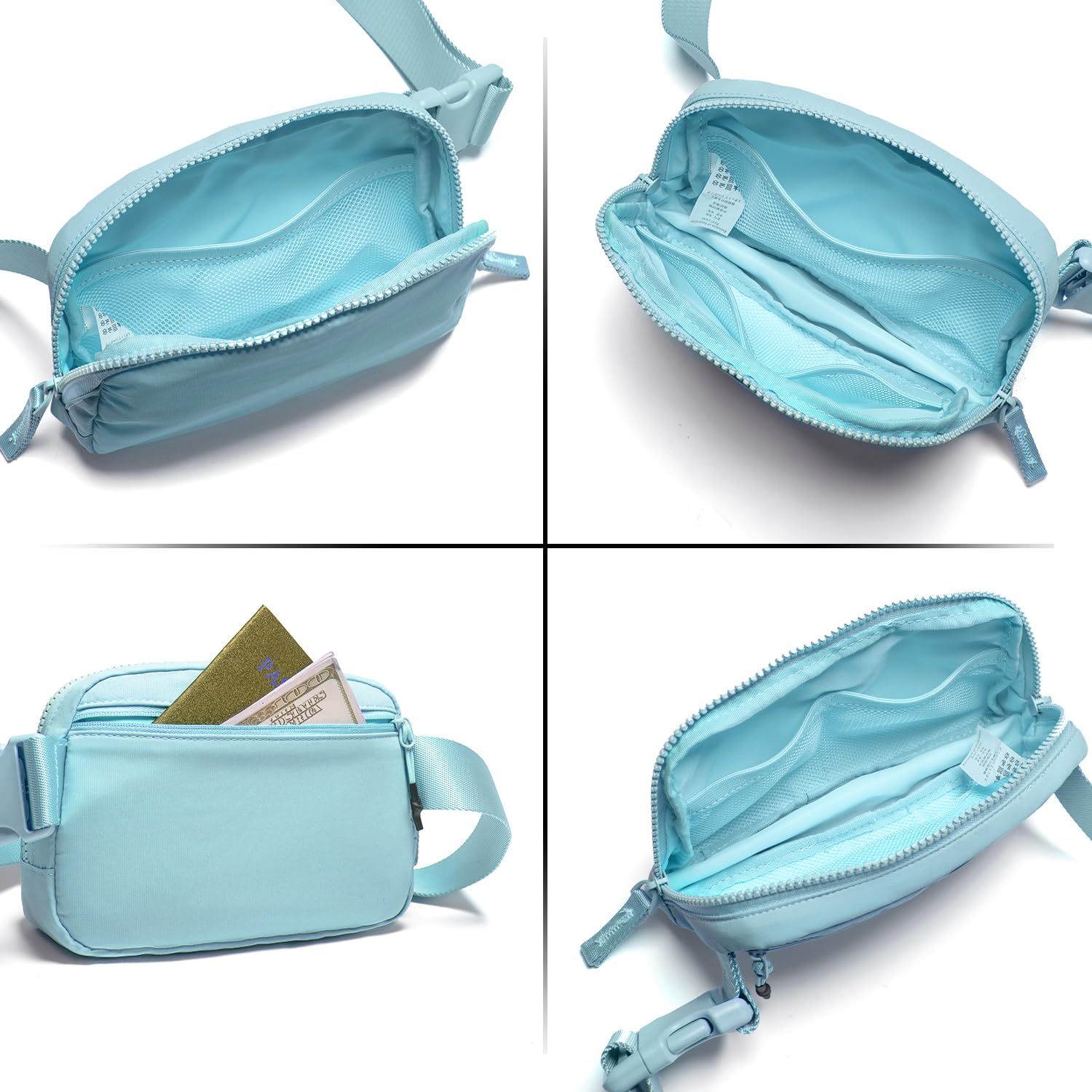 Belt Bag for Women Two-Way Zipper Fanny Pack Crossbody Bags for Women Fashion Waist Packs Cross Body Fanny Pack with Adjustable Strap Gifts for Teen Girls (Icing blue)