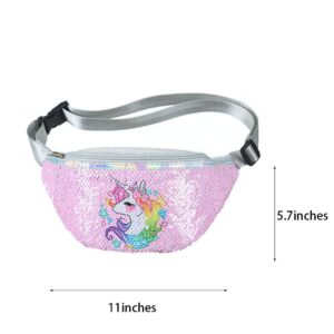 Girl’s Unicorn Fanny Pack - Cute Kids Travel Waist Bag - Crossbody Belt Bag Sport Running Camping Trip - Christmas Gift for Girls