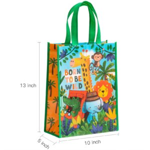 Loveinside Medium Recycled Gifts Bags with Handles, Kids Reusable Birthday Party Gift Bag, Shopping Bag - 10" x 5" x 13", 1 Pcs - Animal