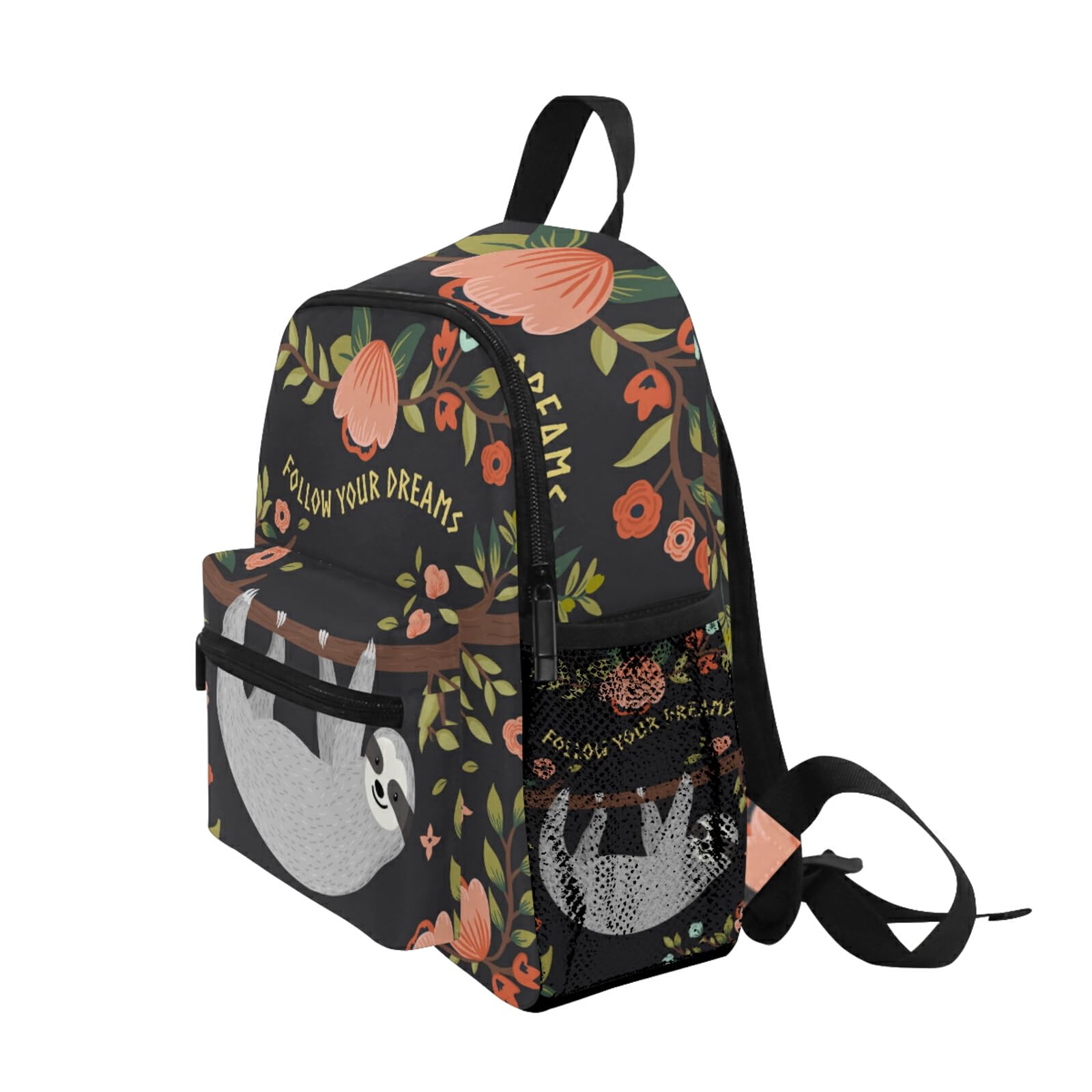 Wamika Summer Tropical Sloth Floral Backpack for Kids Girls Boys Funny Animal Palm Leaf Bookbag Daypack with Chest Strap Mini Elementary School Bags Water Resistant Durable for School Student