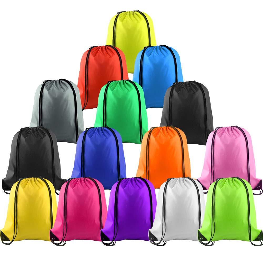 KUUQA 15Pcs Multicolor Drawstring Backpack Bag Cinch Sack Pull String Bags Bulk