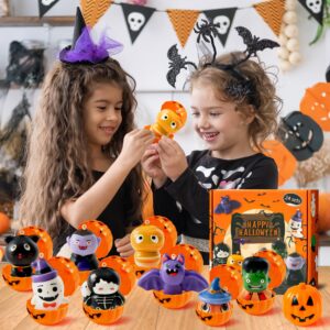 OSNIE 32Pcs Halloween Pumpkin Jars with Squeeze Toys for Kids, Halloween Slow Rising Squishy Stress Relief Soft Toy Trick and Treat Prizes Classroom Rewards School Treasure Party Favors Treat Bag Gift