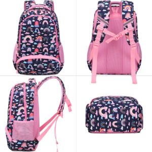 Meisohua Kids Backpacks for Girls Rainbow Backpacks Primary School Backpack Set with Lunch Tote 3 in 1 School Bags for Girls