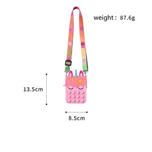 Gifts for Kids Rainbow Unicorn Purse Bag for Girls and Women, Fashion Pop Purse Push Bubbles Fidget Toy, Wallet Ladies Bag Silica Dimple Crossbody Bags For Girls