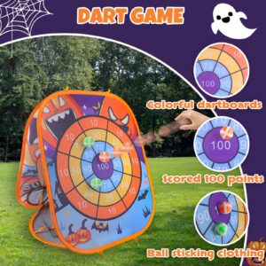 3-in-1 Halloween Bean Bag Toss Game with Soccer Ball Game, Gentle Darts Game for Kids, Collapsible Bean Bag Toss Game for Kids, Kids Bean Bag Toss, Halloween Outdoor Game for Kids