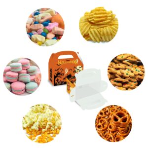 12 Pcs Halloween Party Goodies Boxes Dessert Treat favors Gable Decorations, Pumpkin Candy Bags with Handle, Happy Meal Paper Box for Keeping Candy Popcorn, Toys Birthday Kraft yellow small (12)